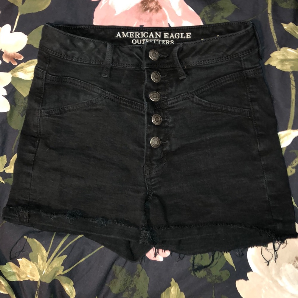 High Waisted Black American Eagle Shorts